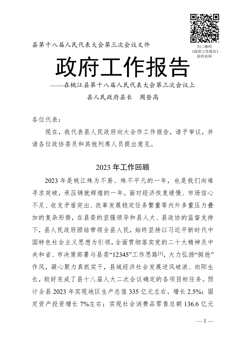 桃江县2024年政府工作报告 图1